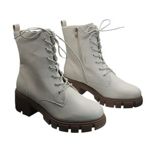 Chinese Laundry Newz Ivory Combat Boots Chunky Lug Sole Street Style 10 NWT